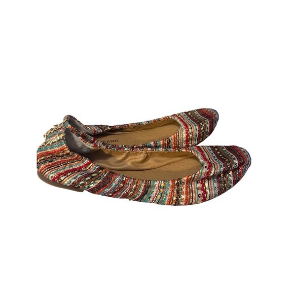 Lucky Brand Womens 9M Multicolor Striped Ballet Flats With Elastic Trim - Picture 3 of 6